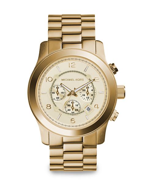 michael kors silver and gold runway watch|Michael Kors leather watch.